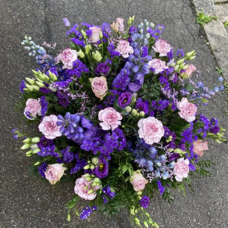 panier rond fleurs violet bleu