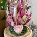 cloche fleurs séchées+rose éternelle